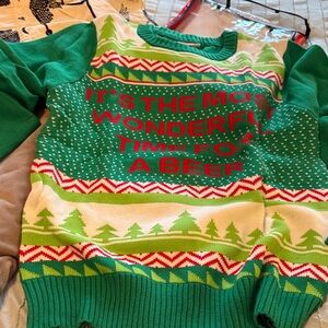 Spencer's Green and White Striped Knit Sweater